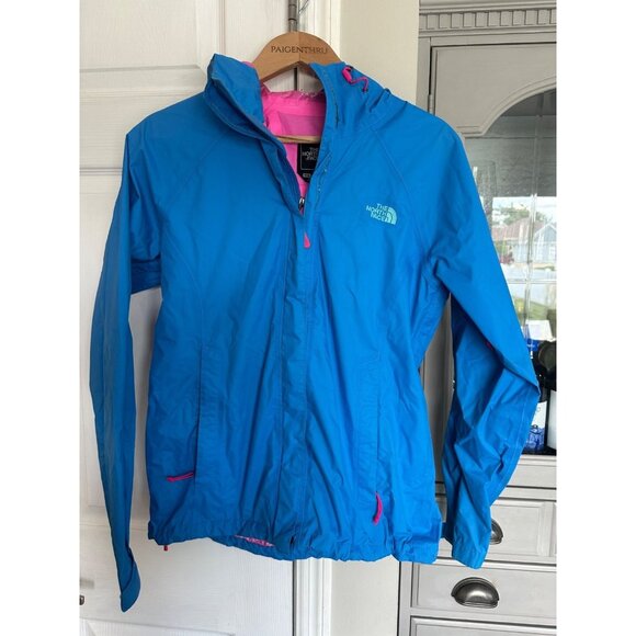 The North Face HyVent Rain Jacket Women's Medium Blue Hooded - Picture 1 of 10